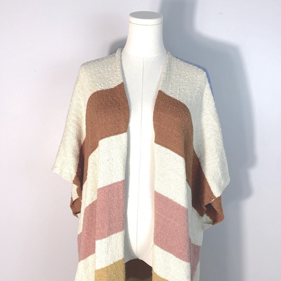Anthropologie By Together Colorful Striped Kimono Cardigan with fringe size S/M - Picture 3 of 12